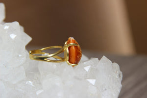 Orange Cowrie Shell Brass Ring - We Love Brass