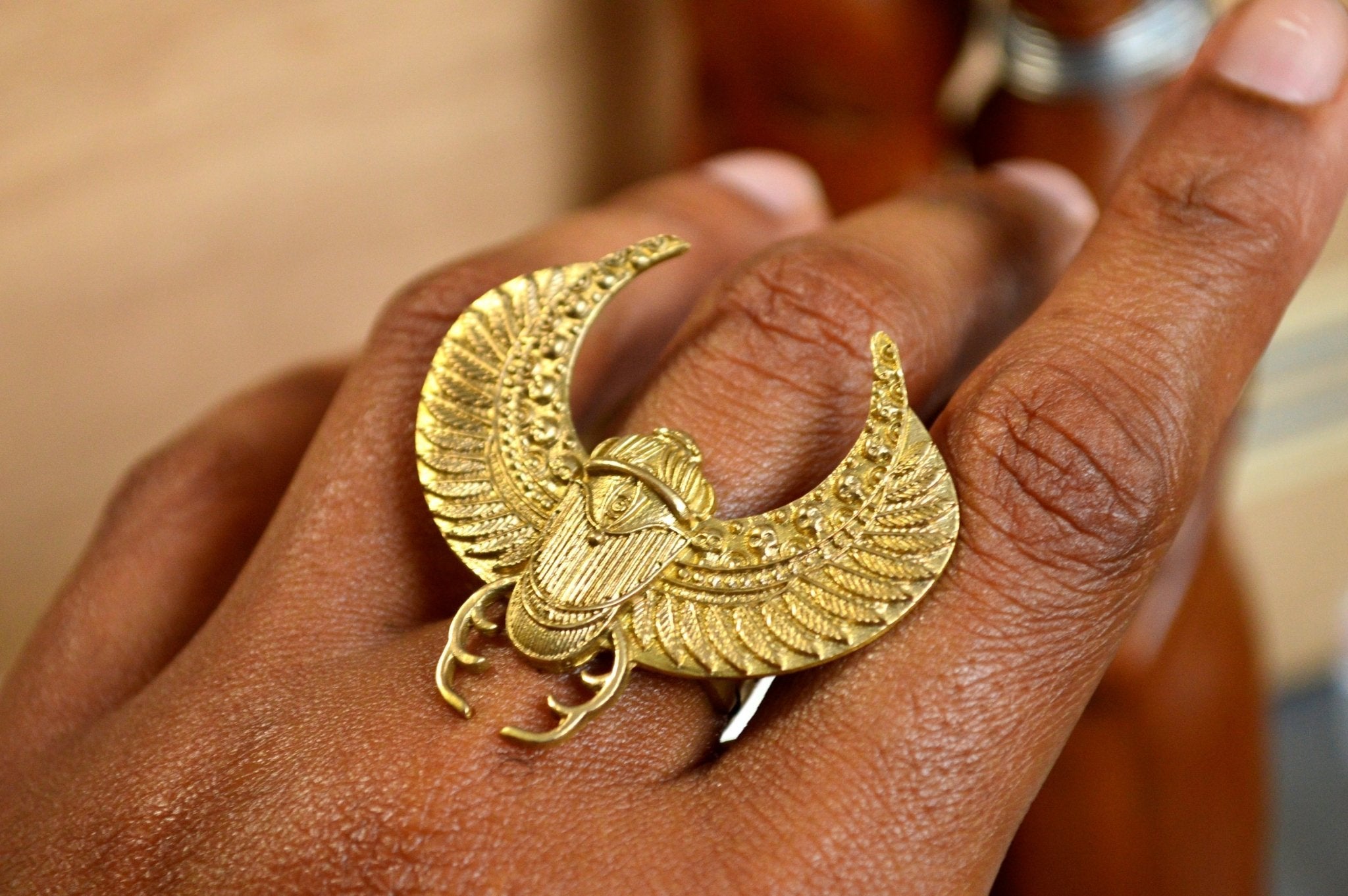 Passengers - Brass Scarab Ring - We Love Brass