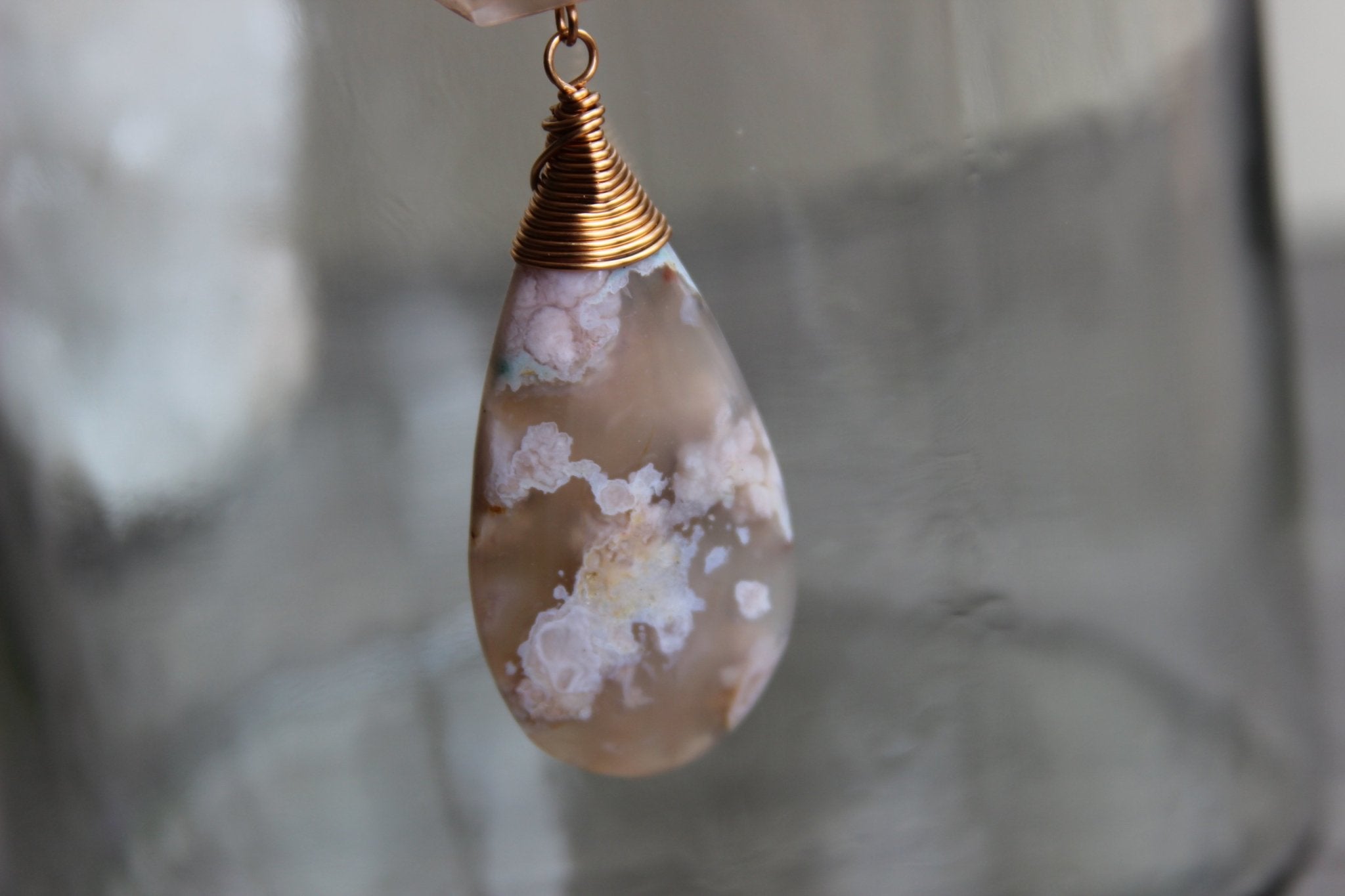 Phantom Zone Cherry Blossom Agate Brass Necklace - We Love Brass