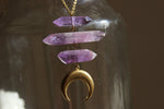 Load image into Gallery viewer, Pisces Moon Brass Amethyst Necklace - We Love Brass

