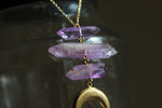 Load image into Gallery viewer, Pisces Moon Brass Amethyst Necklace - We Love Brass
