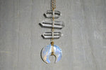 Load image into Gallery viewer, Planets Aligned - Opalite Crescent Moon Brass Necklace - We Love Brass

