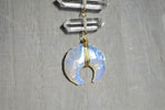 Load image into Gallery viewer, Planets Aligned - Opalite Crescent Moon Brass Necklace - We Love Brass
