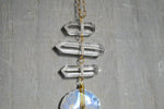 Load image into Gallery viewer, Planets Aligned - Opalite Crescent Moon Brass Necklace - We Love Brass
