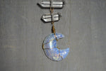 Load image into Gallery viewer, Planets Aligned - Opalite Waning Crescent Moon Brass Necklace - We Love Brass
