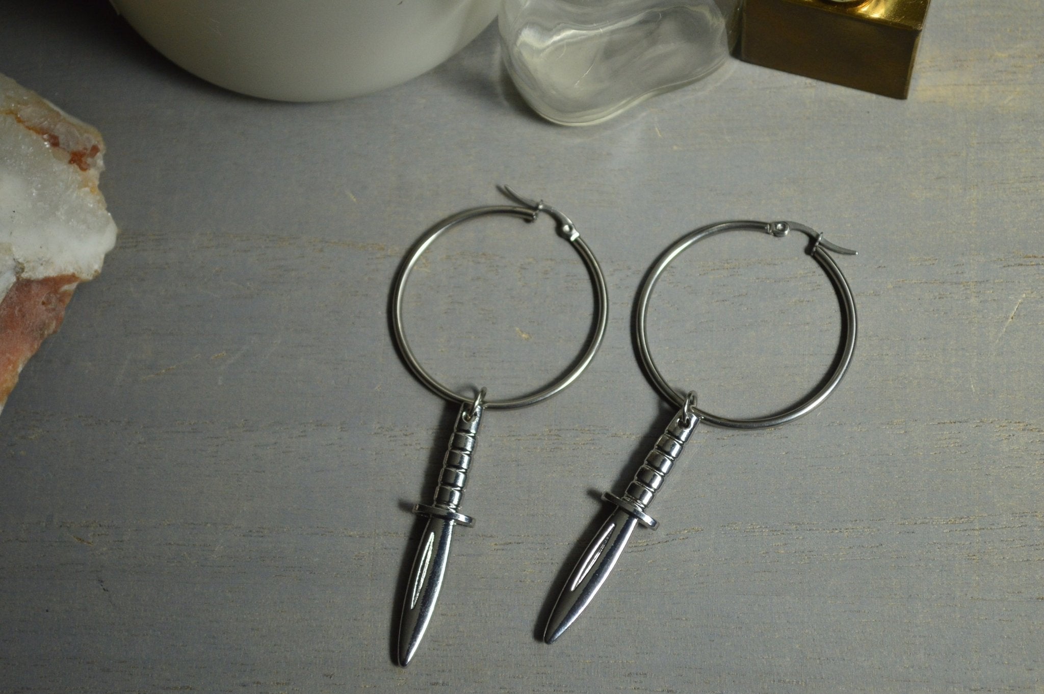 Pre-Emptive Stainless Steel Dagger Earrings - We Love Brass