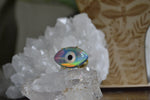 Load image into Gallery viewer, Quartz and Dark Aura Opal Evil Eye Brass Ring - We Love Brass
