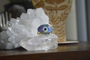 Quartz and Dark Aura Opal Evil Eye Brass Ring - We Love Brass