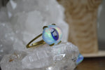 Cargar imagen en el visor de la galería, Quartz and White Aura Opal Evil Eye Brass Ring - We Love Brass
