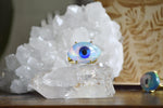 Cargar imagen en el visor de la galería, Quartz and White Aura Opal Evil Eye Brass Ring - We Love Brass
