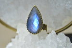 Load image into Gallery viewer, Raindrop - Blue Labradorite Brass Ring - We Love Brass
