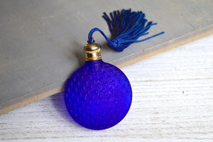 Rare Checked Cobalt Blue Perfume Bottle - We Love Brass