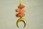 Cargar imagen en el visor de la galería, Red Agate Moon Necklace - CLEARANCE - We Love Brass
