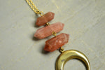 Cargar imagen en el visor de la galería, Red Agate Moon Necklace - CLEARANCE - We Love Brass
