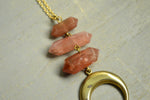 Load image into Gallery viewer, Red Agate Moon Necklace - CLEARANCE - We Love Brass
