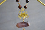 Cargar imagen en el visor de la galería, Red Eyed Goddess - Red Tiger&#39;s Eye and Botswana Agate Necklace Set - We Love Brass
