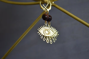 Red Eyed Goddess - Red Tiger's Eye and Botswana Agate Necklace Set - We Love Brass