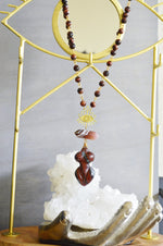 Cargar imagen en el visor de la galería, Red Eyed Goddess - Red Tiger&#39;s Eye and Botswana Agate Necklace Set - We Love Brass
