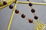 Cargar imagen en el visor de la galería, Red Eyed Goddess - Red Tiger&#39;s Eye and Botswana Agate Necklace Set - We Love Brass
