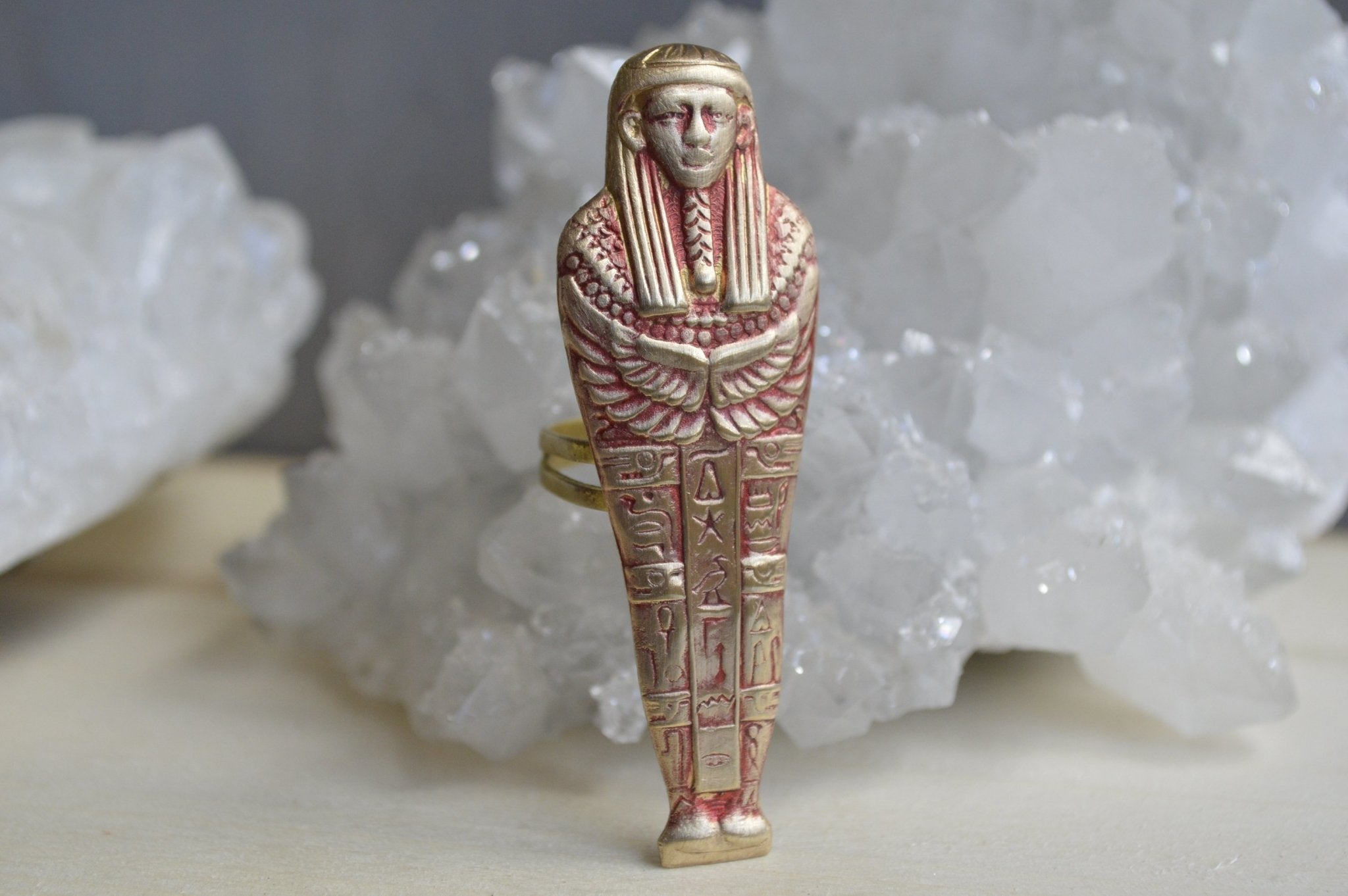 Red Vintage Sarcophagus Brass Ring - We Love Brass