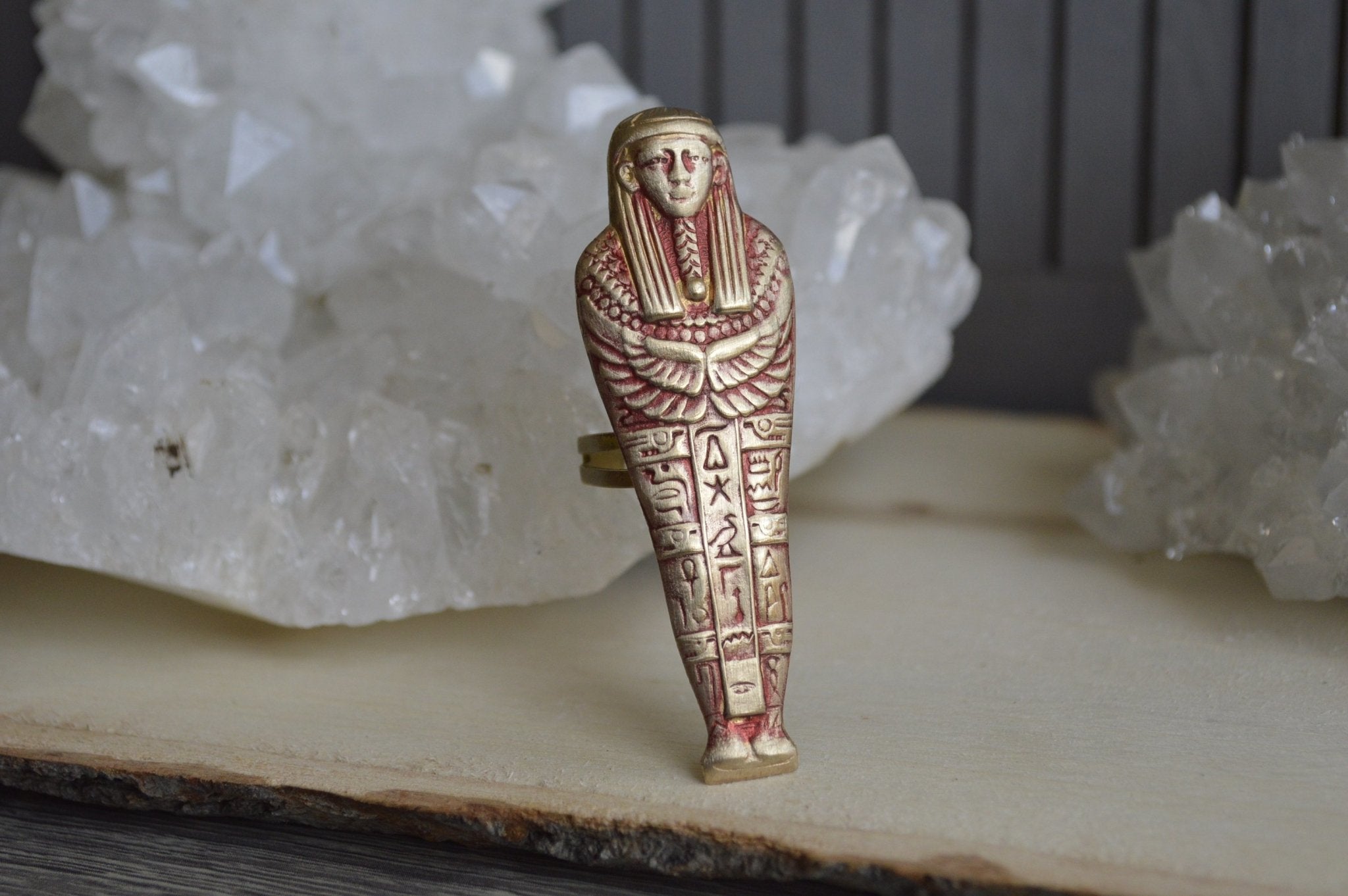 Red Vintage Sarcophagus Brass Ring - We Love Brass