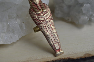 Red Vintage Sarcophagus Brass Ring - We Love Brass