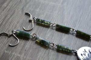 Reeds Moss Agate Earrings - We Love Brass