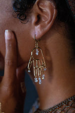 Load image into Gallery viewer, Reiki Brass and Herkimer Diamond Earrings - We Love Brass
