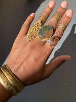 Cargar imagen en el visor de la galería, River Banks - Moss Agate Crystal Brass Ring - We Love Brass
