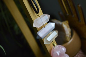 Rose Quartz Divine Feminine Crystal Necklace - We Love Brass