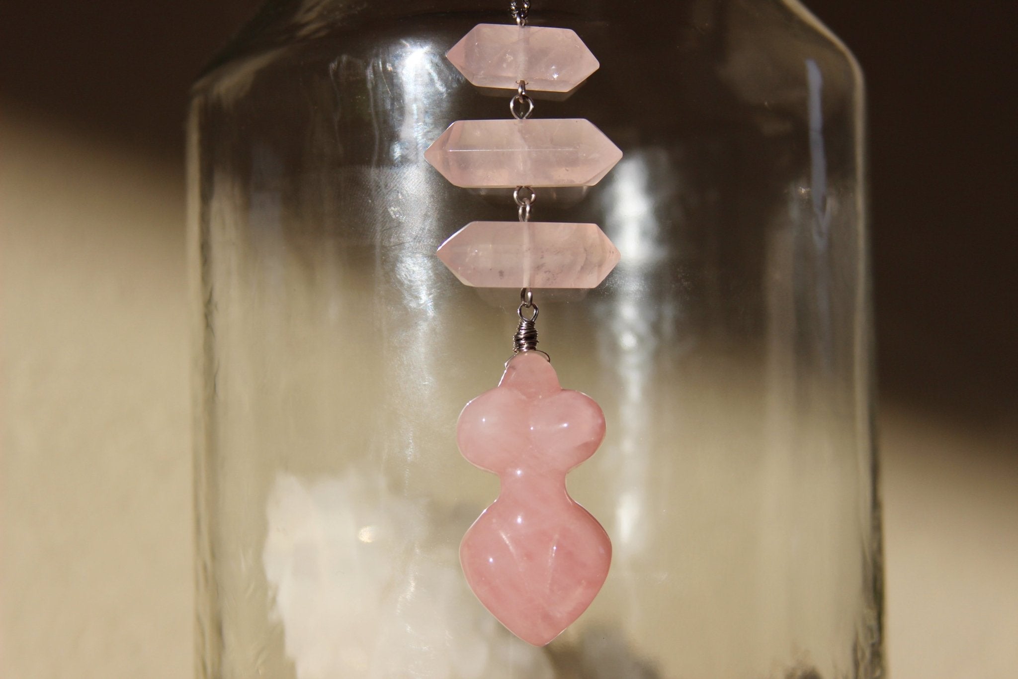 Rose Quartz Divine Feminine Stainless Steel Necklace - We Love Brass