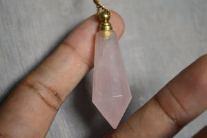 Rose Quartz Pendulum Bottle Necklace Set - We Love Brass