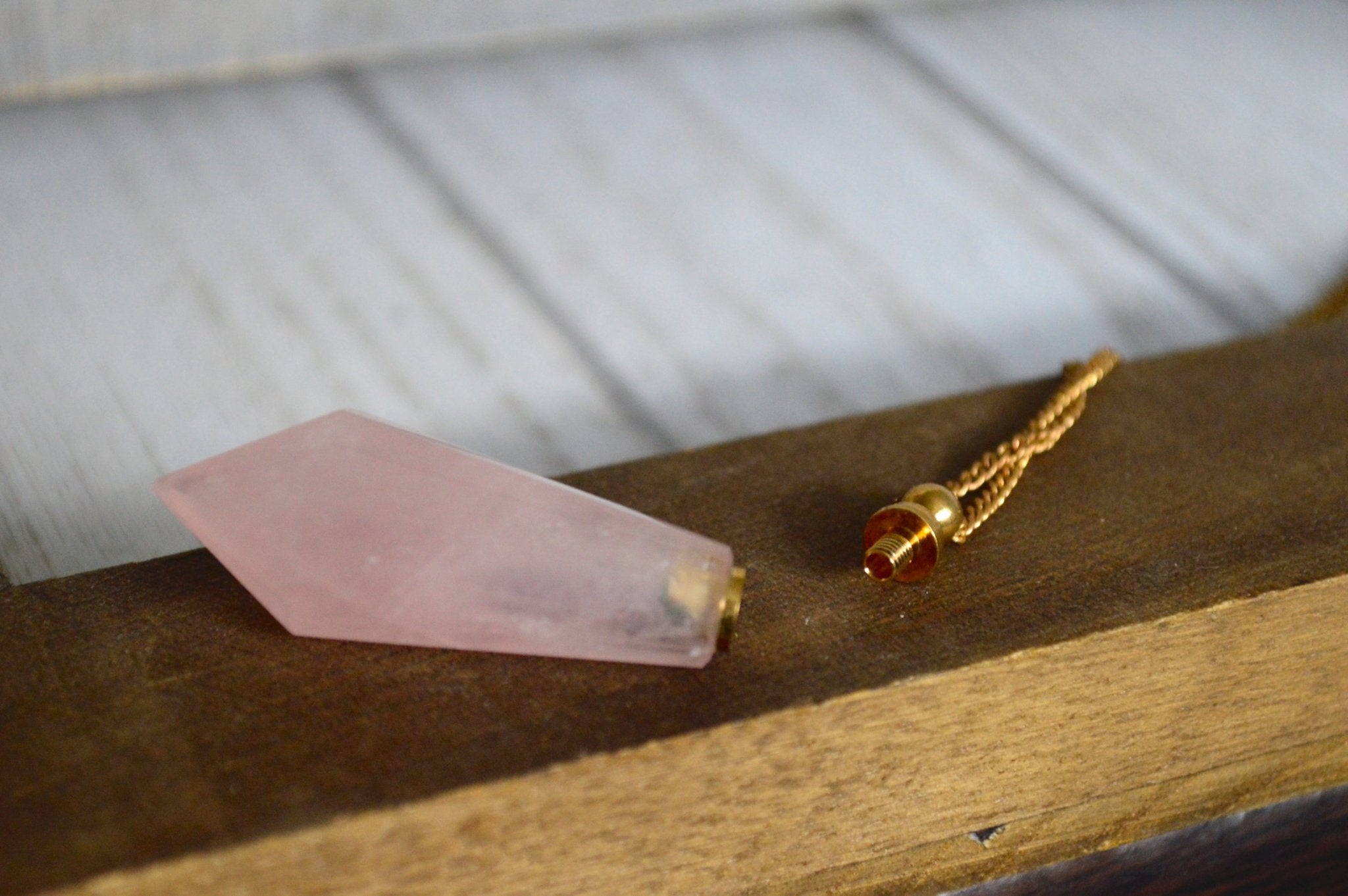 Rose Quartz Pendulum Bottle Necklace Set - We Love Brass