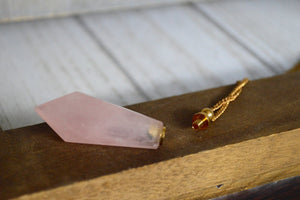Rose Quartz Pendulum Bottle Necklace Set - We Love Brass