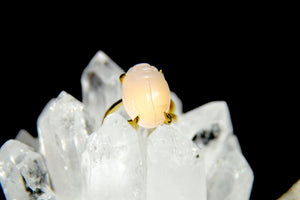 Rose Quartz Scarab Ring - We Love Brass