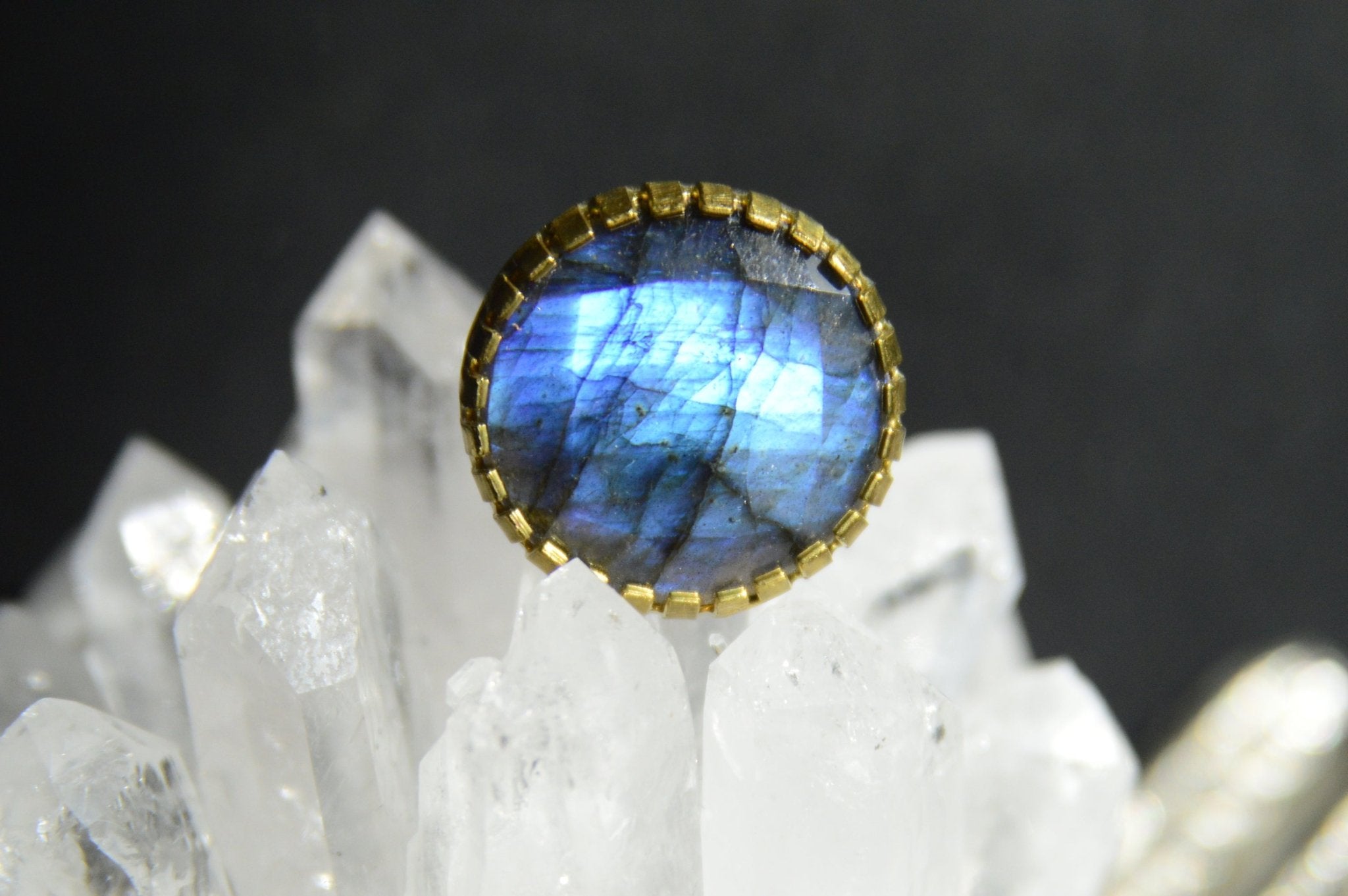 Round Faceted Labradorite Ring - We Love Brass