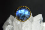 Cargar imagen en el visor de la galería, Round Faceted Labradorite Ring - We Love Brass
