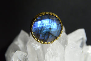 Round Faceted Labradorite Ring - We Love Brass