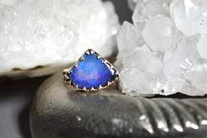 Rustic - AAA Boulder Opal Sterling Silver Ring - We Love Brass