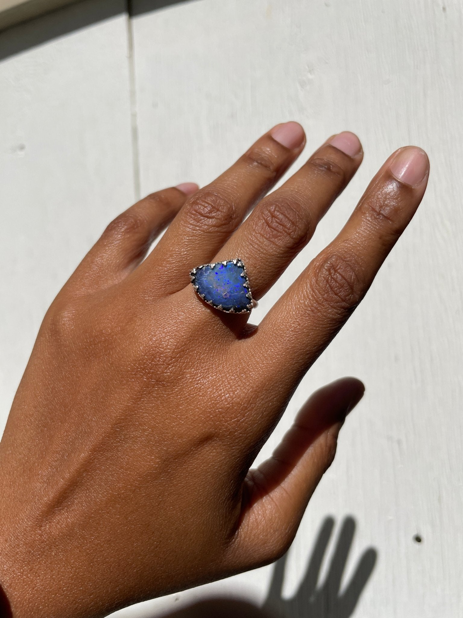 Rustic - AAA Boulder Opal Sterling Silver Ring - We Love Brass