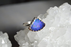 Rustic - AAA Boulder Opal Sterling Silver Ring - We Love Brass