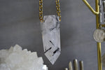Load image into Gallery viewer, Rutilated Quartz Signature Brass Pendulum Necklace - We Love Brass
