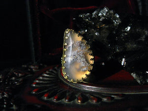 Sacrifices - Brass Moss Agate Crown Ring - We Love Brass