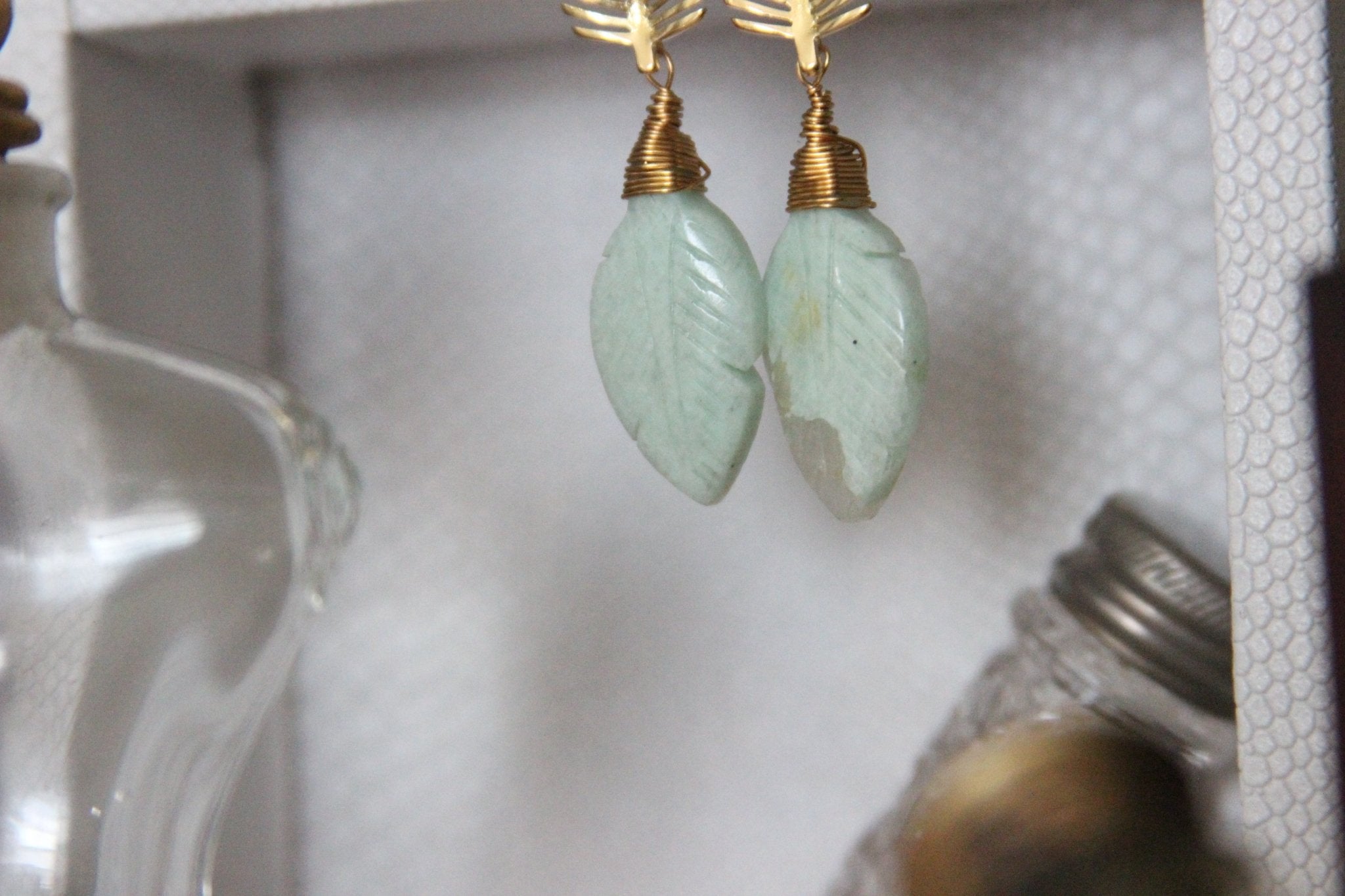 Seafoam - Chrysocolla Brass Earrings - We Love Brass