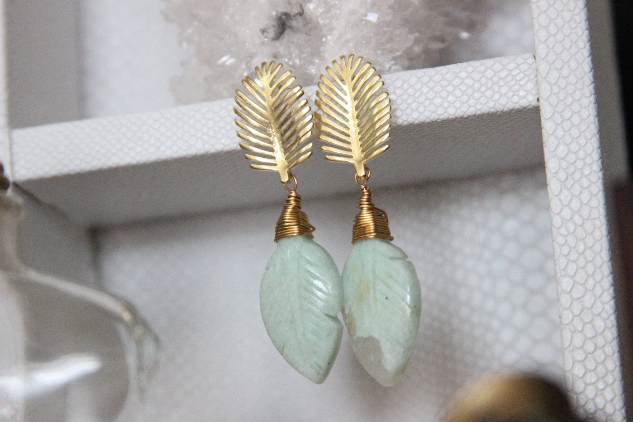 Seafoam - Chrysocolla Brass Earrings - We Love Brass