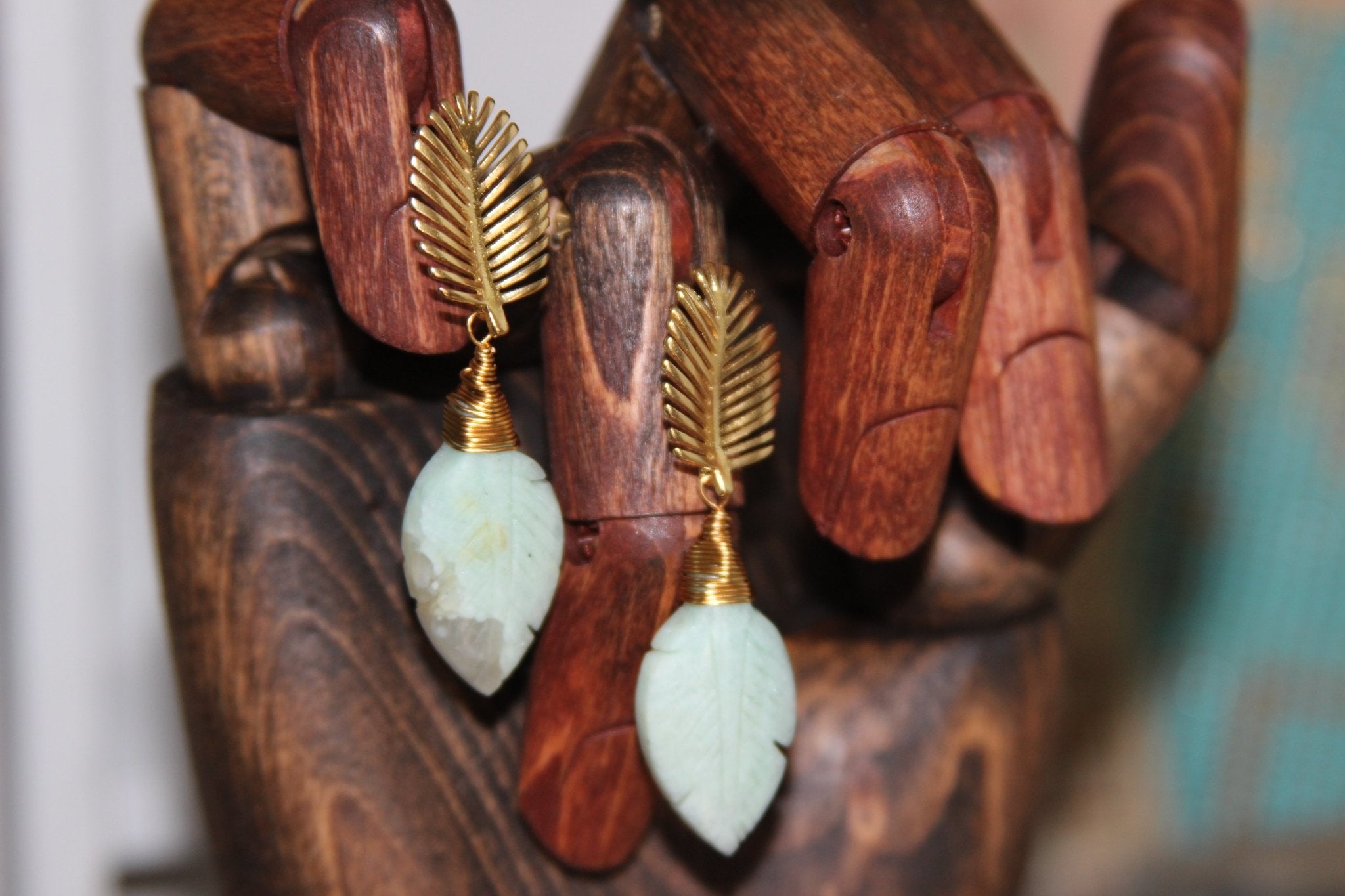 Seafoam - Chrysocolla Brass Earrings - We Love Brass