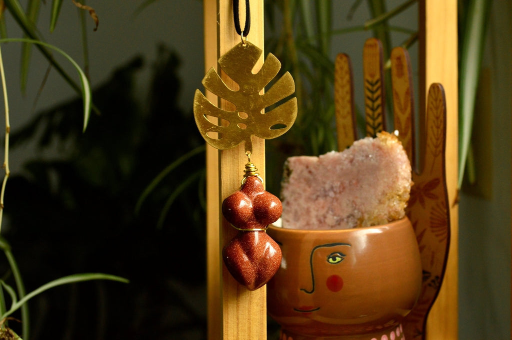 Shady Lady - Divine Feminine Sandstone Necklace - We Love Brass