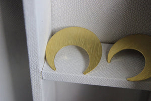 Shimmery Crescent Brass Moon Earrings - We Love Brass