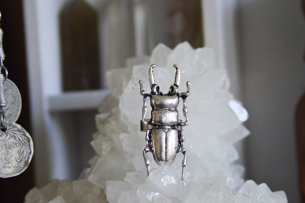 Silver Plated Copper Scarab Ring - We Love Brass