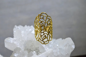 Skeletal Rose Floral Ring - We Love Brass